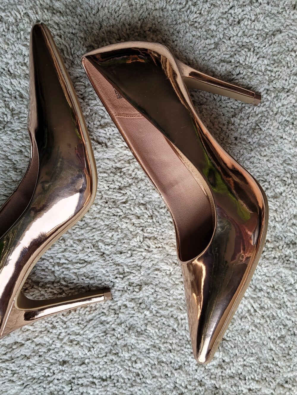 Women’s Metallic Rose Gold Pointed-Toe Pumps 4" Heels 8 - Picture 4 of 7